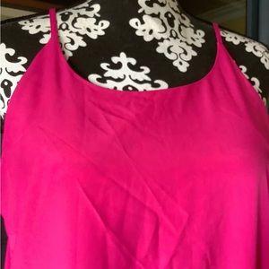 Hot pink high low spaghetti strap dress.